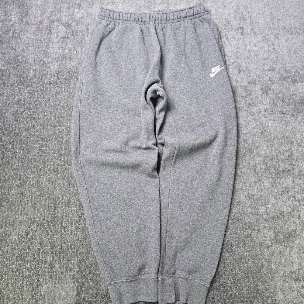 Nike Fleece Jogger Pants Mens Medium Cotton Blend Drawstring Pocket Gray M 27x27